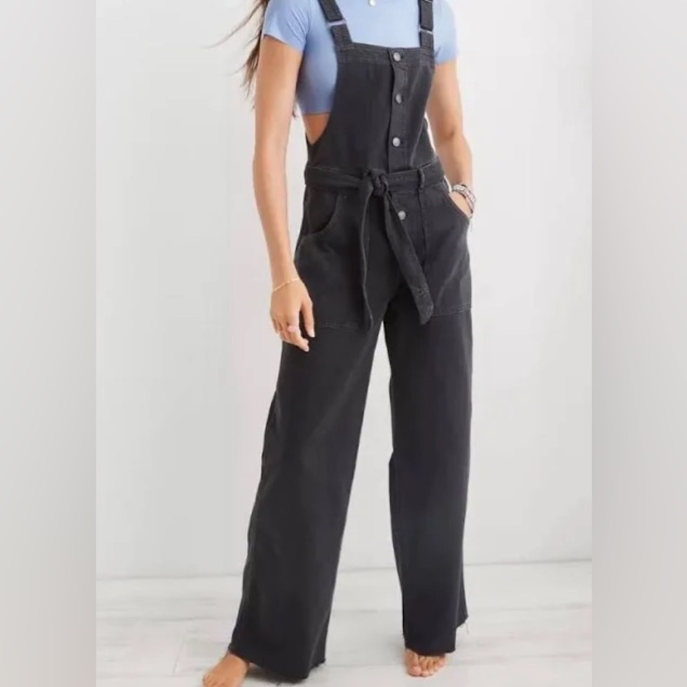 Women's Black Denim Overalls